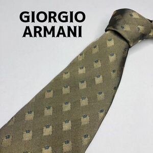 ARMANI Armani necktie khaki total pattern high class silk 100%