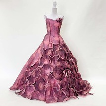 中古 カラードレス ワインレッド　赤紫 ファンシー　日本製 9号～13号 Aライン　結婚式　演奏会　ステージドレス C-177_画像1