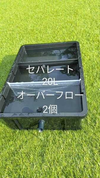 メダカ容器　20L　2個　セパレート　オーバーフロー加工