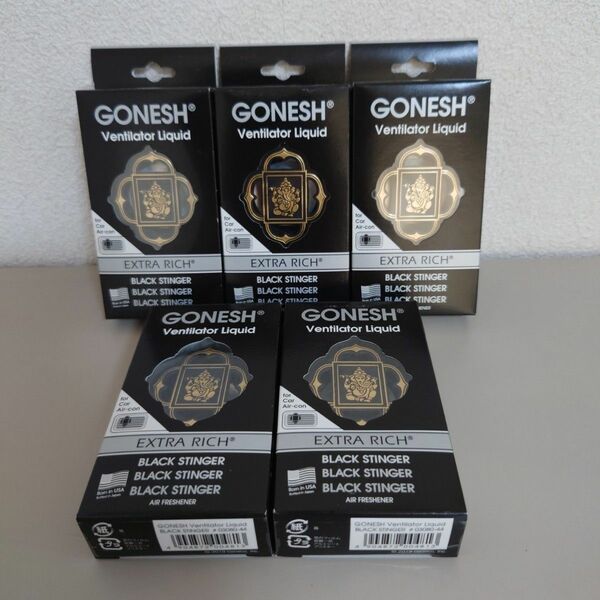 GONESH ヴェンティレーター リキッド エアコンルーバー取付タイプ ブラックスティンガーの香り ５個セット