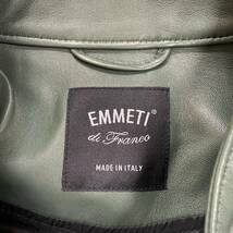 定価170500円 新品● EMMETI 23AW KELSO ラムナッパシルク レザー シングルライダースジャケット ケルソ エンメティ 8503-4 グリーン 50_画像3