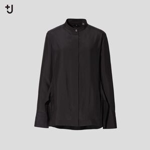 「新品」ユニクロ　+J　ジルサンダー　コラボ シルクスタンドカラーシャツ(長袖)