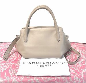 値下★GIANNI CHIALINI ジャンニ・キアリーニ★コレット・レザー・ハンド・トート・バッグ・ライトピンクベージュ★セレモニーも★新品同様