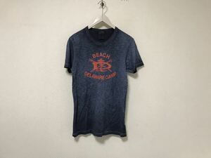 本物フランクリンマーシャルFRANKLIN MARSHALLコットンプリント後染め柄半袖Tシャツメンズサーフアメカジミリタリー青Sイタリア製