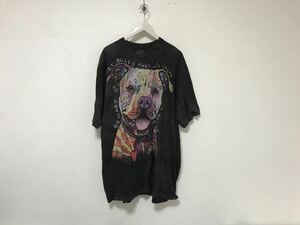 本物ザマウンテンTHE MOUNTAINドッグ犬プリントコットン半袖Tシャツメンズサーフアメカジミリタリー黒グレー柄3XLメキシコ製ヴィンテージ