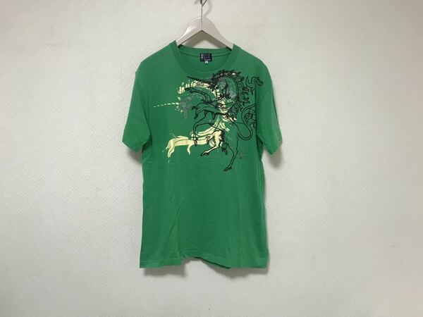 本物タケオキクチTAKEOKIKUCHIコットンプリント半袖TシャツメンズサーフアメカジミリタリービジネススーツXLグリーン緑4