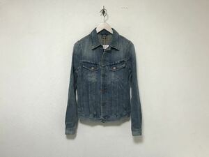 新品未使用本物ヌーディージーンズnudie jeansコットンデニムジャケットメンズアメカジサーフミリタリーワーク青XSイタリア製Gジャン