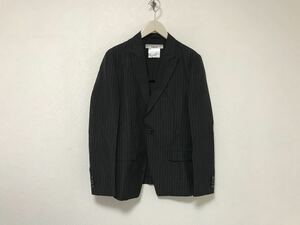  как новый подлинный товар Katharine Hamnett London KATHARINE HAMNETT LONDON шерсть лен linen полоса рисунок tailored jacket мужской бизнес чёрный M