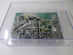 香川県高松市　高松駅　国土交通省の整備した３D都市データを活用した都市模型　組立済　　スケール1/4000　(透明ケース付)　