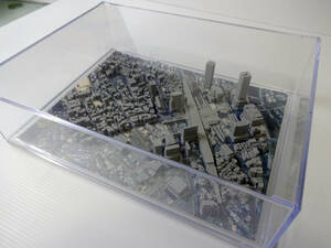 広島駅周辺　国土交通省の整備した３D都市データを活用した都市模型　組立済　　スケール1/4000　(透明ケース付)　