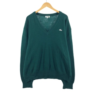 古着 80年代 ラコステ LACOSTE CHEMISE Vネック ウール×アクリルニットセーター フランス製 メンズXL ヴィンテージ /eaa367243