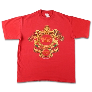 古着 90年代 Murina ELTON JOHN エルトンジョン GIANNI VERSACE ヴェルサーチ WORLD TOUR バンドTシャツ バンT USA製 メンズXL /evb002318