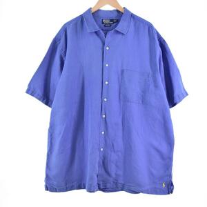 古着 ラルフローレン Ralph Lauren POLO by Ralph Lauren CALDWELL 半袖 オープンカラー リネンシャツ メンズXXXL /eaa321984 【SS2309】