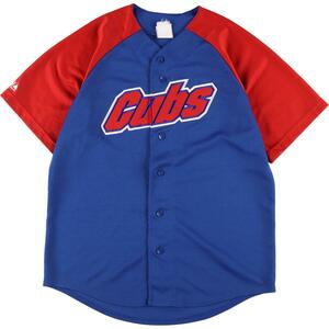 古着 マジェスティック majestic MLB CHICAGO CUBS シカゴカブス ゲームシャツ ベースボールシャツ メンズL /eaa326916 【SS2309】