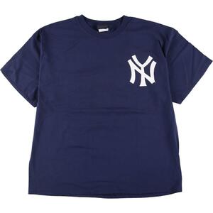 古着 MLB NEW YORK YANKEES ニューヨークヤンキース 両面プリント スポーツプリントTシャツ メンズXL /eaa323823 【SS2309】