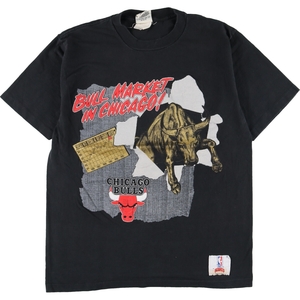 古着 80年代 NUTMEG NBA CHICAGOBULLS シカゴブルズ スポーツプリントTシャツ USA製 メンズM ヴィンテージ /eaa329592 【SS2309】