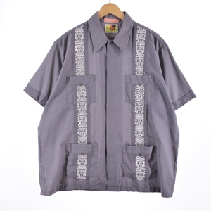 古着 90年代 GUAYABERA 半袖 メキシカンシャツ キューバシャツ メンズXXL ヴィンテージ /eaa334422 【SS2309】