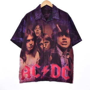 古着 AC/DC エーシーディーシー 総柄 オープンカラー 半袖 チカーノシャツ ボックスシャツ メンズXL /eaa339231 【SS2309】