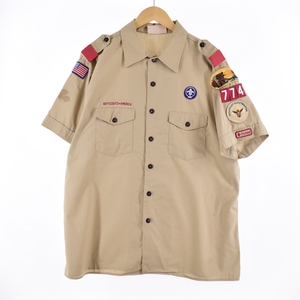 古着 90年代 BOY SCOUTS OF AMERICA 半袖 ボーイスカウトシャツ USA製 メンズL ヴィンテージ /eaa340179 【SS2309】