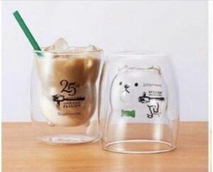 TULLY'S COFFEE25周年記念 ベアフルダブルグラス　タリーズ　福袋　Starbucks 耐熱グラス