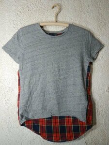 to6872　ZARA Trafaluc　ザラ　半袖　切替　デザイン　tシャツ　チェック　人気　送料格安