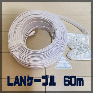 LANケーブル　60m ホワイト　白　CAT6