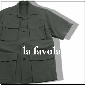 新品 【la favola / ラファーヴォラ】日本のテーラリング SAFARI JKT サファリジャケット 半袖 2 定価5万9400円 ★353242 グレー