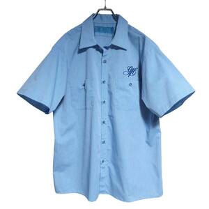 CiNTAS 半袖ワークシャツ size XL オーバーサイズ ブルー ゆうパケットポスト可 胸 刺繍 gth 古着 洗濯 プレス済 725