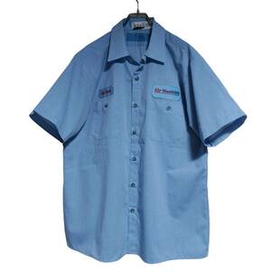 CiNTAS 半袖ワークシャツ size L ブルー ゆうパケットポスト可 胸 ワッペン Air Masters 古着 洗濯 プレス済 743