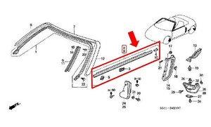 ★新品 未使用　純正部品 ホンダ HONDA ビート　BEAT　ドア　モールディング　アウター　右側のみ　ベルト　水切り　黒　PP1　C　F　Z★