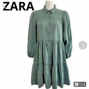 ZARA シャツ　タックティアード　ブラウス　チュニック　シャツワンピース　ワンピース　ファストファッション