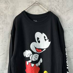 Disney ロングスリーブTシャツ　長袖Tシャツ　ミッキーマウス　ビッグプリント　ブラック　サイズM