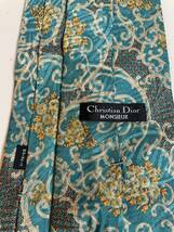 クリスチャン・ディオール　Christian Dior　【総柄　グリーン系】 USED オールド ネクタイ 古着_画像4