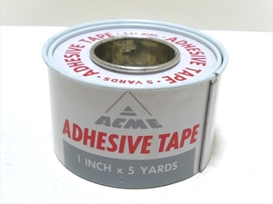 ビンテージ ADHESIVE TAPE アンティーク缶 5YARDS WATERPROOF 粘着テープ ACME社 USA製 ドーナツ型 スチール製 ロール缶 ディスプレイ