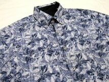 ★美品★barassi バラシ イタリア製生地使用 長袖 花柄 シャツ 48★ホワイト×ネイビー 総柄 ボタンダウン 綿100% LEGGIUNO アロハ 日本製_画像5