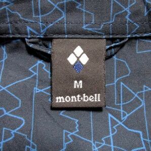 ★美品★mont-bell モンベル 長袖 山柄 シャツ M★ネイビー 総柄 ポリエステル100% 吸水速乾 UVカット アウトドア キャンプ トレッキングの画像8