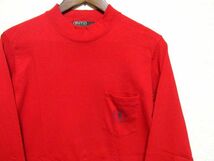★希少★USA製 80's Ralph Lauren ラルフローレン 長袖 モックネック Tシャツ BOYS XL★赤 レッド 胸ポケット ポケT 緑タグ ビンテージ OLD_画像3