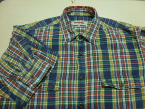 美品 McGREGDR マックレガー 長袖ネルシャツ サイズＬ 紺＋白＋赤＋黄＋緑のタータンチェック