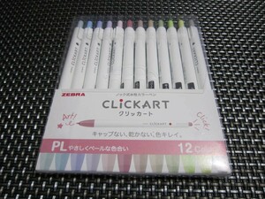 ☆必需品！新品未開封 ゼブラ(ZEBRA) 水性ペン クリッカート PL12色セット WYSS22-12CPL