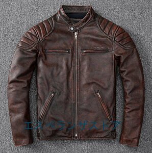 [エスペランザストア]レザージャケット 　本革 アメカジ　ライダースジャケット メンズファッション 牛革　 革ジャン S～5XL