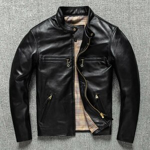 【エスペランザストア】レザージャケット メンズ 　バイクジャケット高級羊革本革立ち襟革ジャン S～5XL