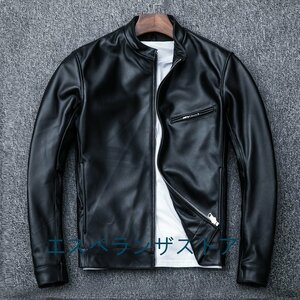 [エスペランザストア] シープスキン スタンドカラー シングルライダース レザージャケット ブラック イタリアンレザー ラム 羊革 S~4XL