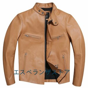 [エスペランザストア]ライダースジャケット レザージャケット 牛革 立ち襟バイクジャケット 本革 革ジャン メンズ20304050代 Ｓ～5ＸＬ