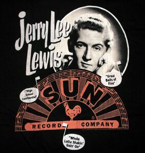 ★サン レコード Tシャツ Sun Record JERRY LEE LEWIS MUSIC NOTE SONG - XL 黒 正規品 elvis presley 50s rockabilly