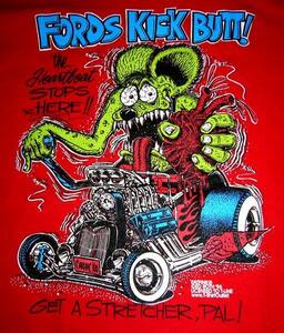 ★ラット フィンク Tシャツ RAT FINK Ford Kicks 赤 L 正規品! deuce dodge