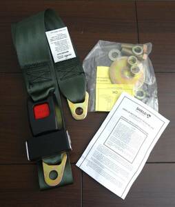 AUTOPARTS dead stock *BEAMS SEATBELTS * all-purpose 2 -point type seat belt kit * color green group olive khaki * old car retro 