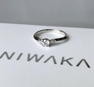 新品 NIWAKA ニワカ 俄 ことのは Pt950 ダイヤ リング D0.20ct 9号 総重量2.7g プラチナ ジュエリー レディース ブランド