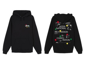 STUSSY DOT COLLAGE HOOD ストゥーシー フーディー パーカー フード アウター US ブラック/S