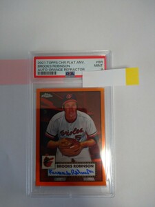 2021 Topps Chrome Platinum Anniversary Brooks Robinson Orange Refractor Auto /25 PSA9