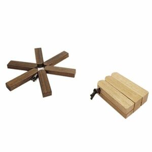木製 鍋敷き 折り畳み コンパクト収納 color:walnut アウトドア調理用品
